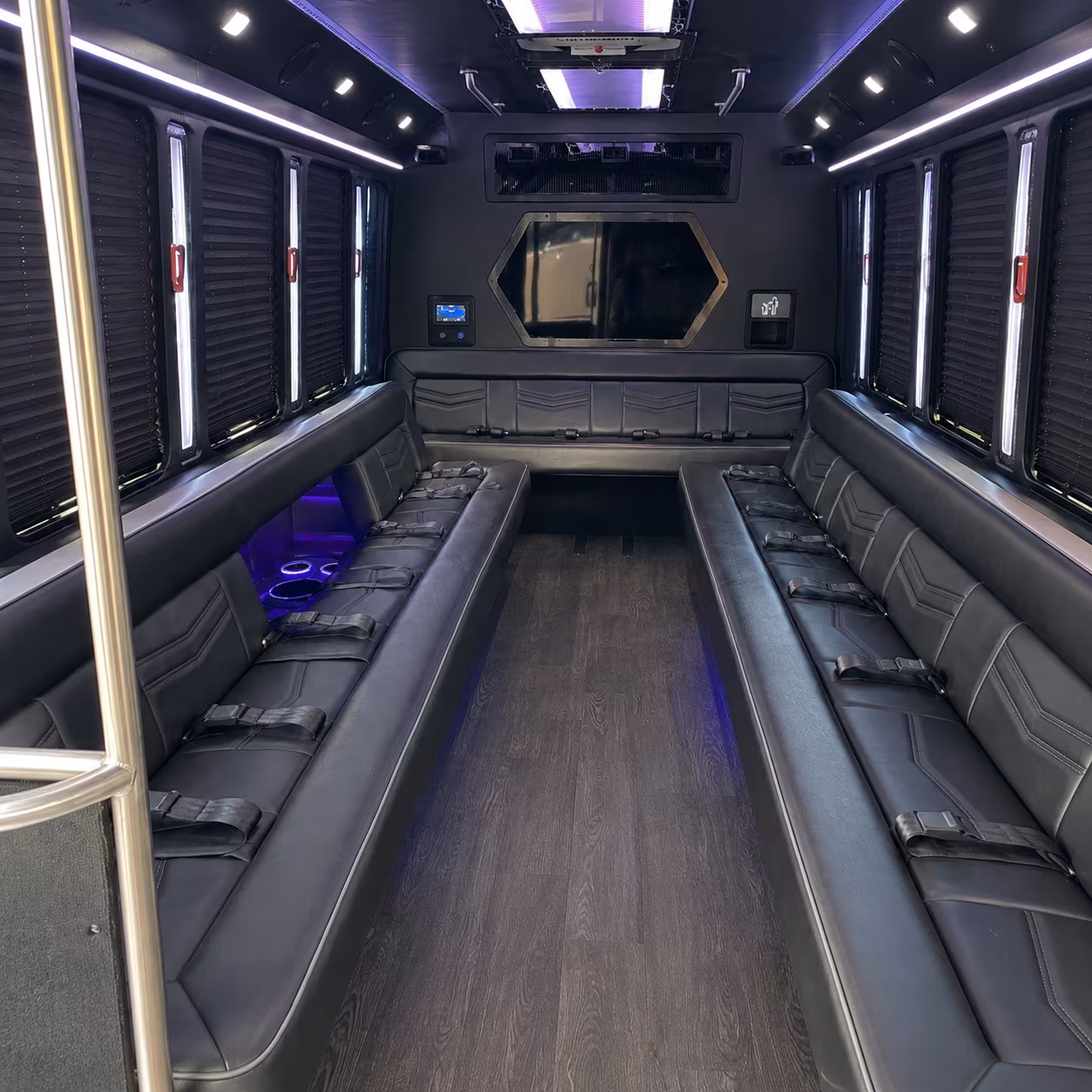ithaca 18 passenger party bus interior