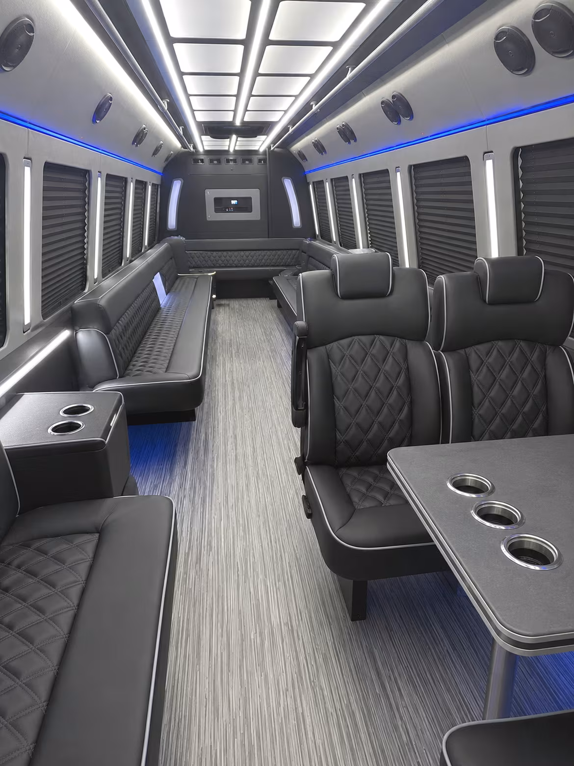 ithaca 25 passenger party bus inside
