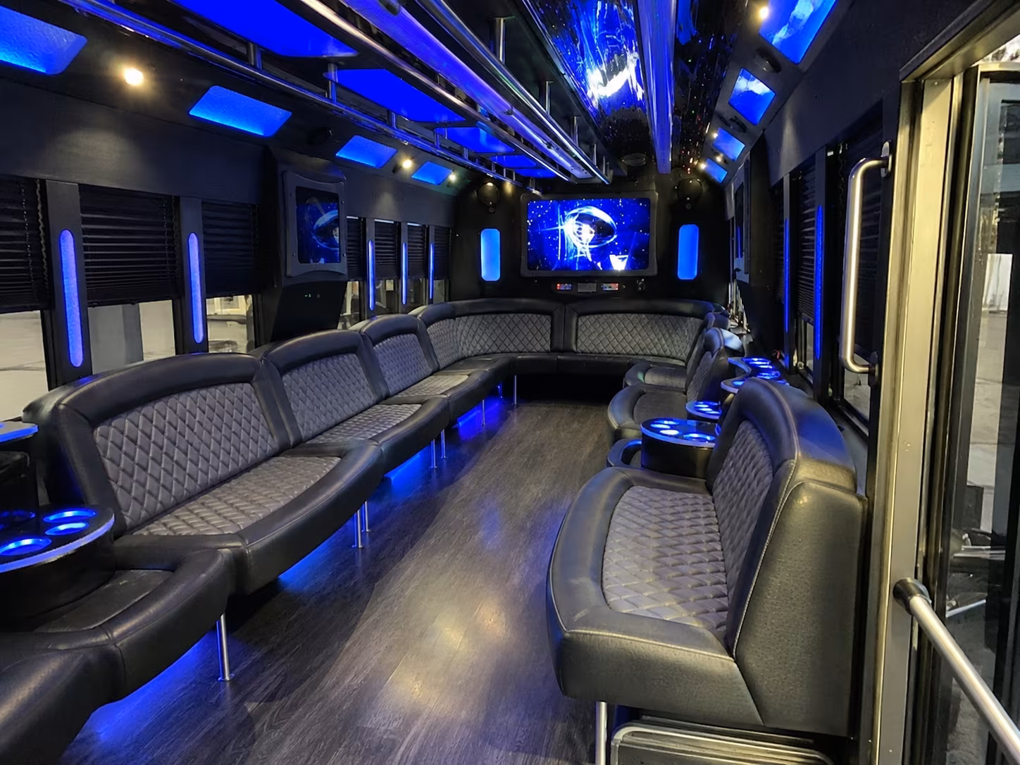 ithaca 28 passenger party bus interior