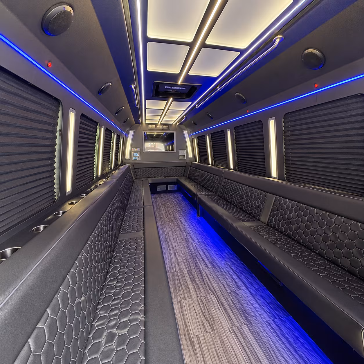 ithaca 30 passenger party bus interior