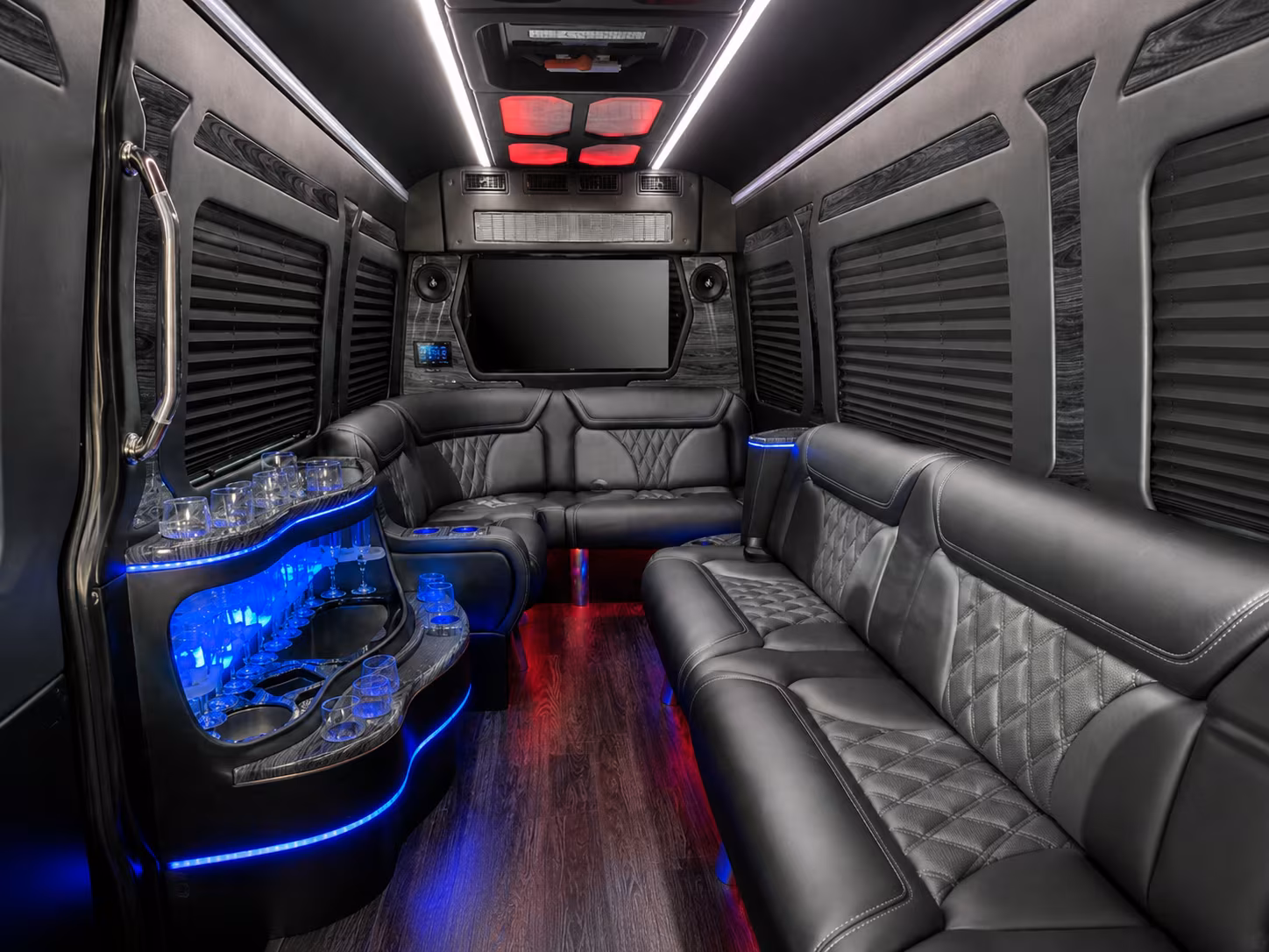 ithaca 40 passenger party bus inside