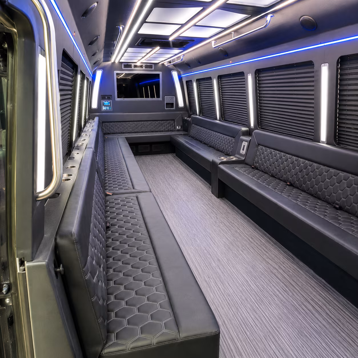 ithaca 40 passenger party bus interior