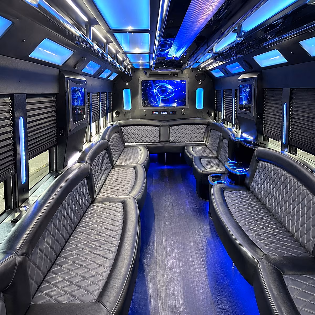 ithaca 50 passenger party bus interior
