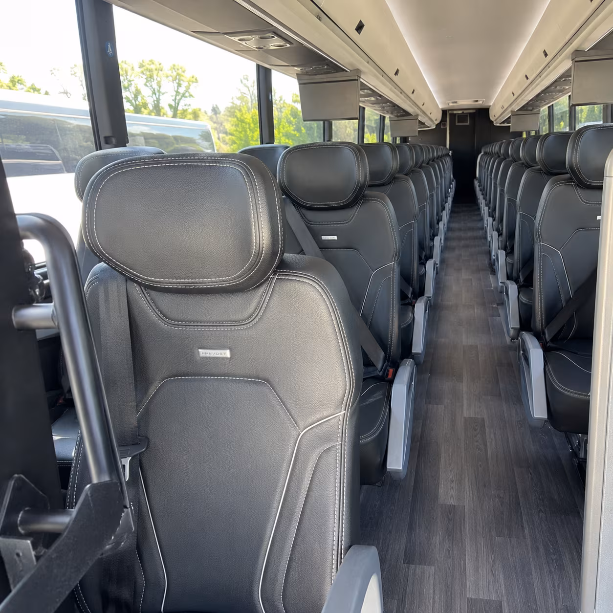 ithaca 56 passenger charter bus inside